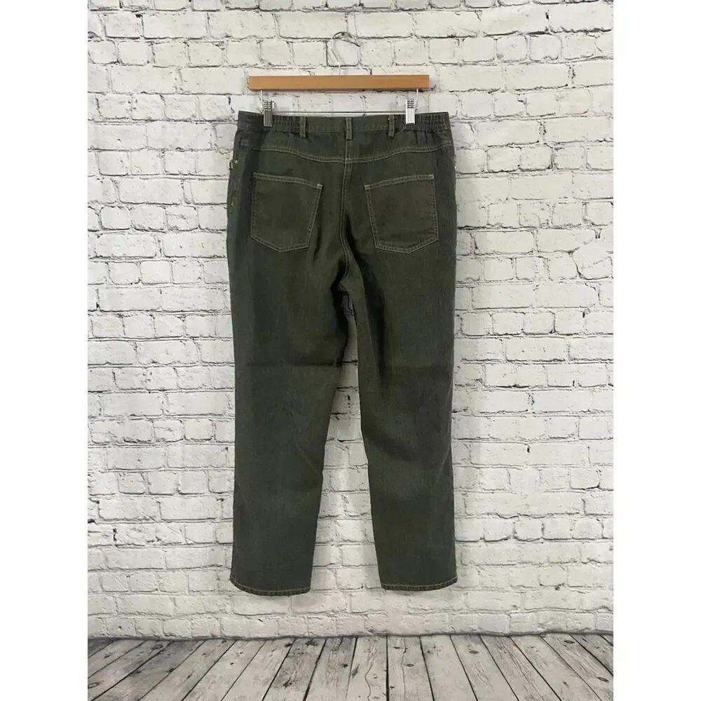 Ruby‎ Rd Jeans Women 12 Green Comfort Stretch Sparkle Fabric Embellished Granny